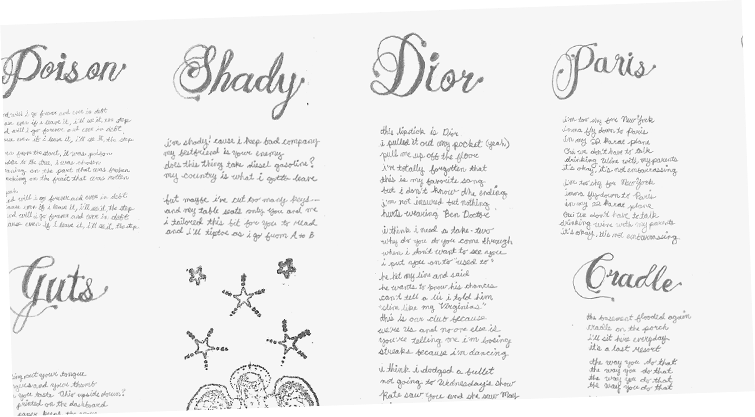 handwritten lyrics sheet